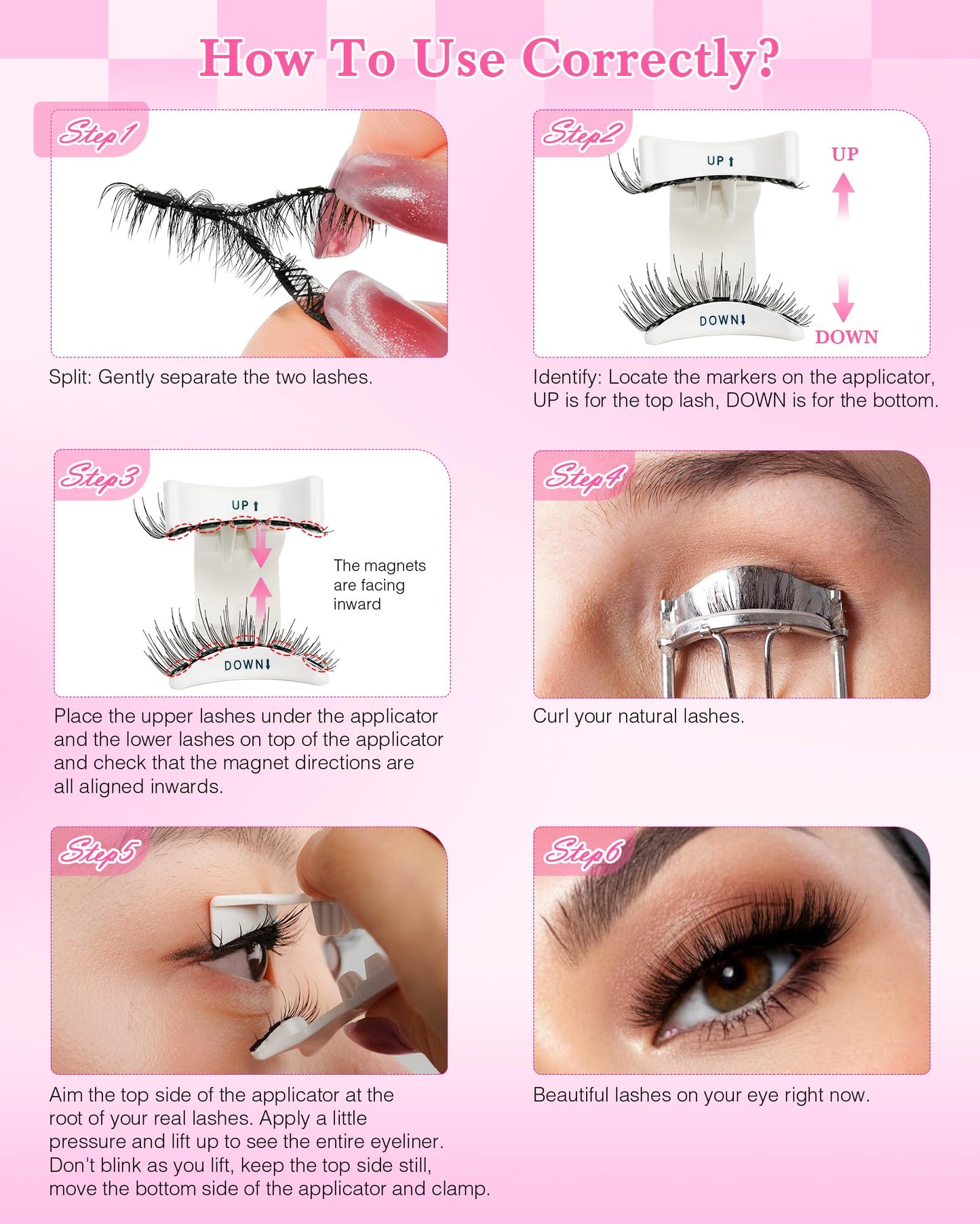 EMEDA Magnetic Eyelashes Natural Look No Glue Reusable Magnetic Lashes with Applicator, Faux Mink Lashes Lightweight & Comfortable for Women Sensitive Eyes Daily Makeup with Mirror Case (17)