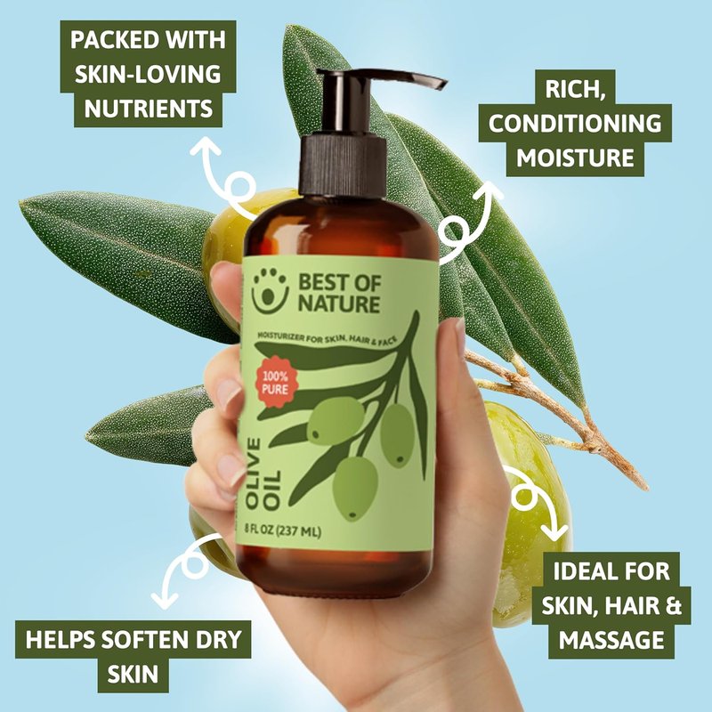 100% Pure Olive Massage & Body Oil - Cold Pressed, Unscented Moisturizer for Skin & Hair | Half Gallon (64 fl oz)
