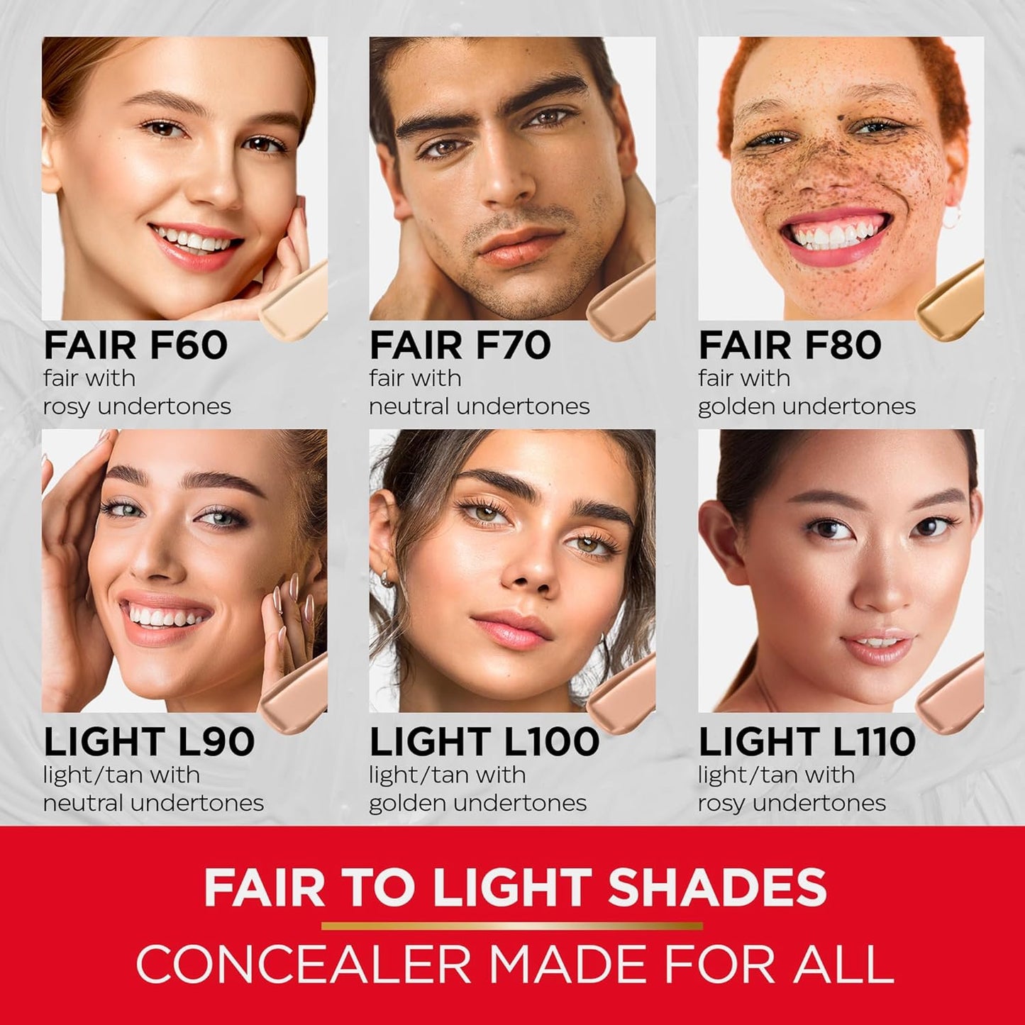 Mirabella Invincible Under Eye Concealer - Full Coverage Hydrating Formula for Dark Circles & Fine Lines | Fair F60