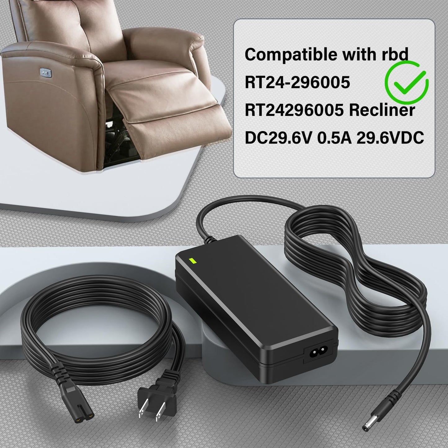 29.4V Recliner Charger Compatible with rbd RT24-296005 RT24296005 Recliner