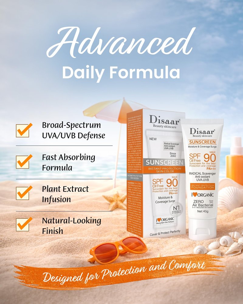 Disaar Beauty Sunblock Cream – Oil-Free SPF Protection for Face & Body, Lightweight Daily Sunscreen with Non-Greasy Finish