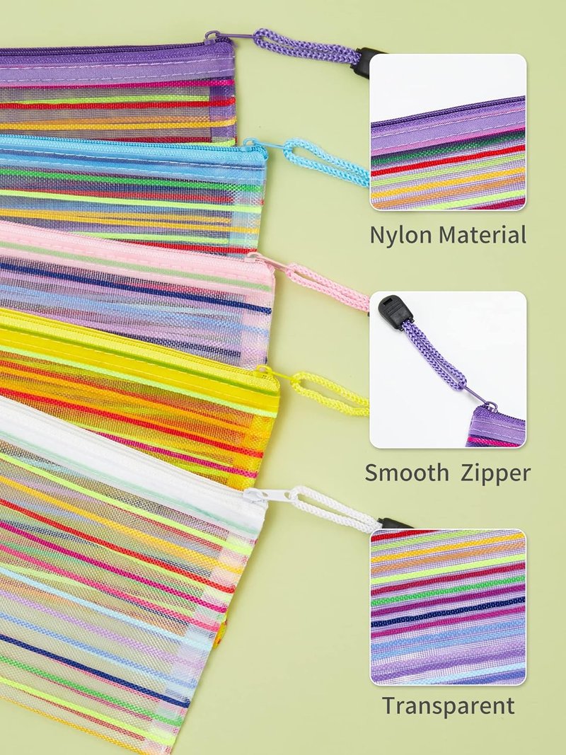 JARLINK 40-Pack Zipper Mesh Pouches | Colorful Storage for School, Office & Travel Accessories