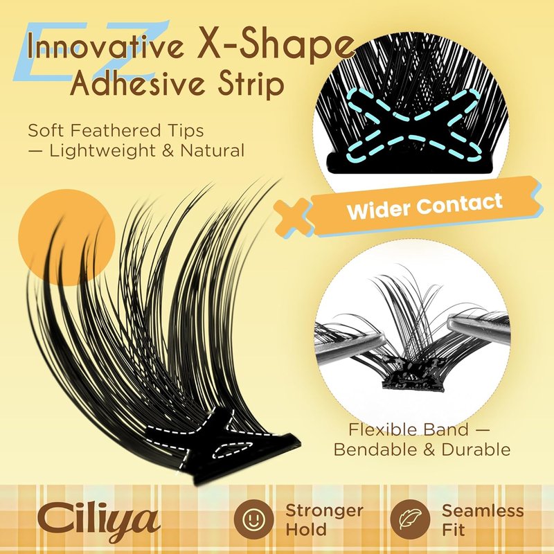 Self Adhesive Eyelashes - Cluster Lashes 10-16mm | Pre-Glued Wispy Extensions for Long-Lasting Wear