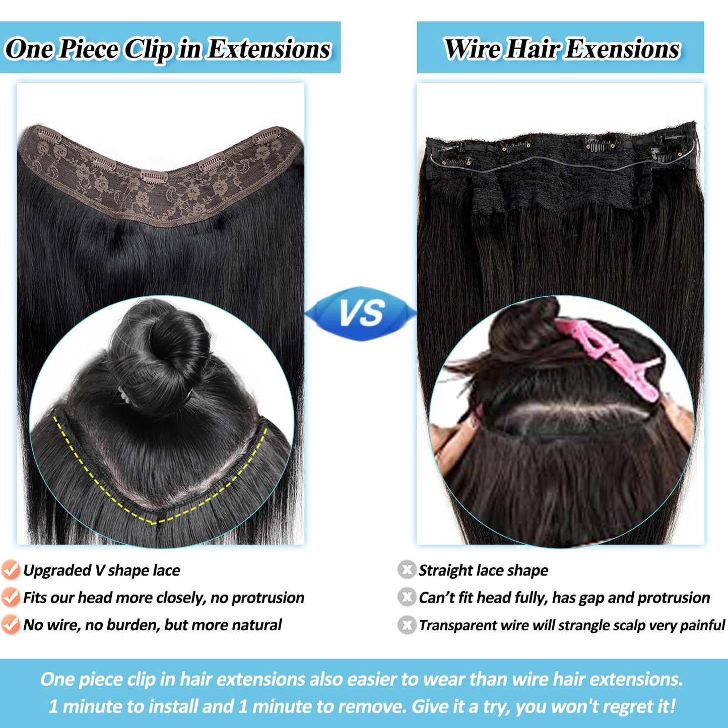 Balayage One Piece Clip-in Hair Extensions, 18" Body Wave Real Human Hair, Black to Grey Remy Hair Clip-ins, 80G