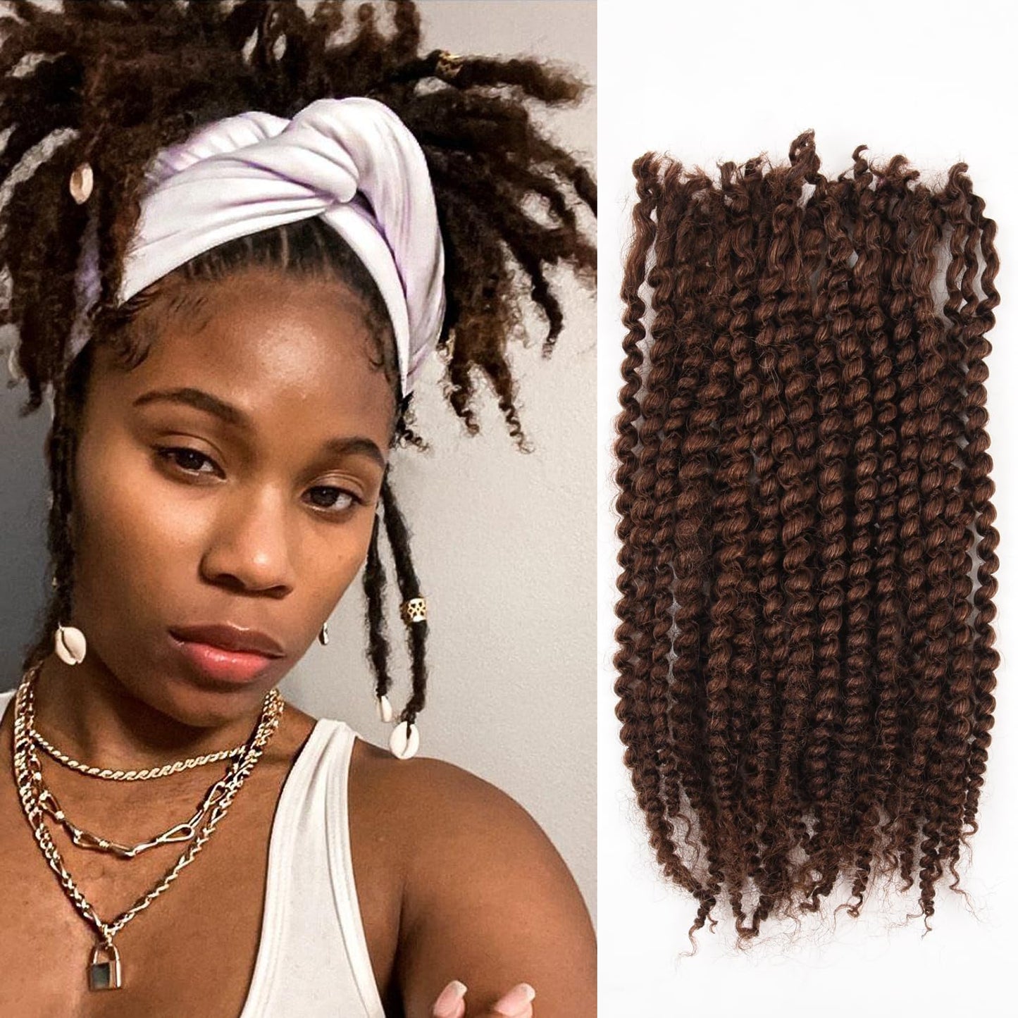 Lovenea Afro Kinky Curly Bulk Human Hair 50g/pack 100% Real Human Hair for Mini Twist/Braiding/Loc Extensions Curly Hair Natural Afro Bulk for Dreadlocks (4#, 14 Inch-50g)