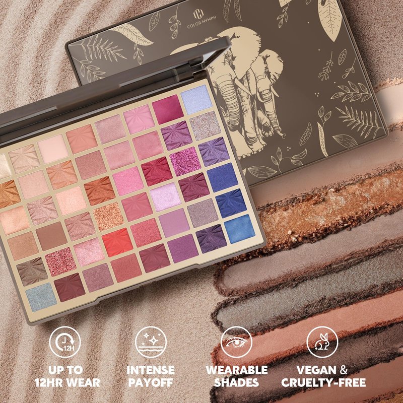 Color Nymph 48 Color Eyeshadow Makeup Palette, Natural Nude Matte Shimmer Glitter Pigment Eye Shadow Palette Set, Vegan & Cruelty-free (48 COLOR)