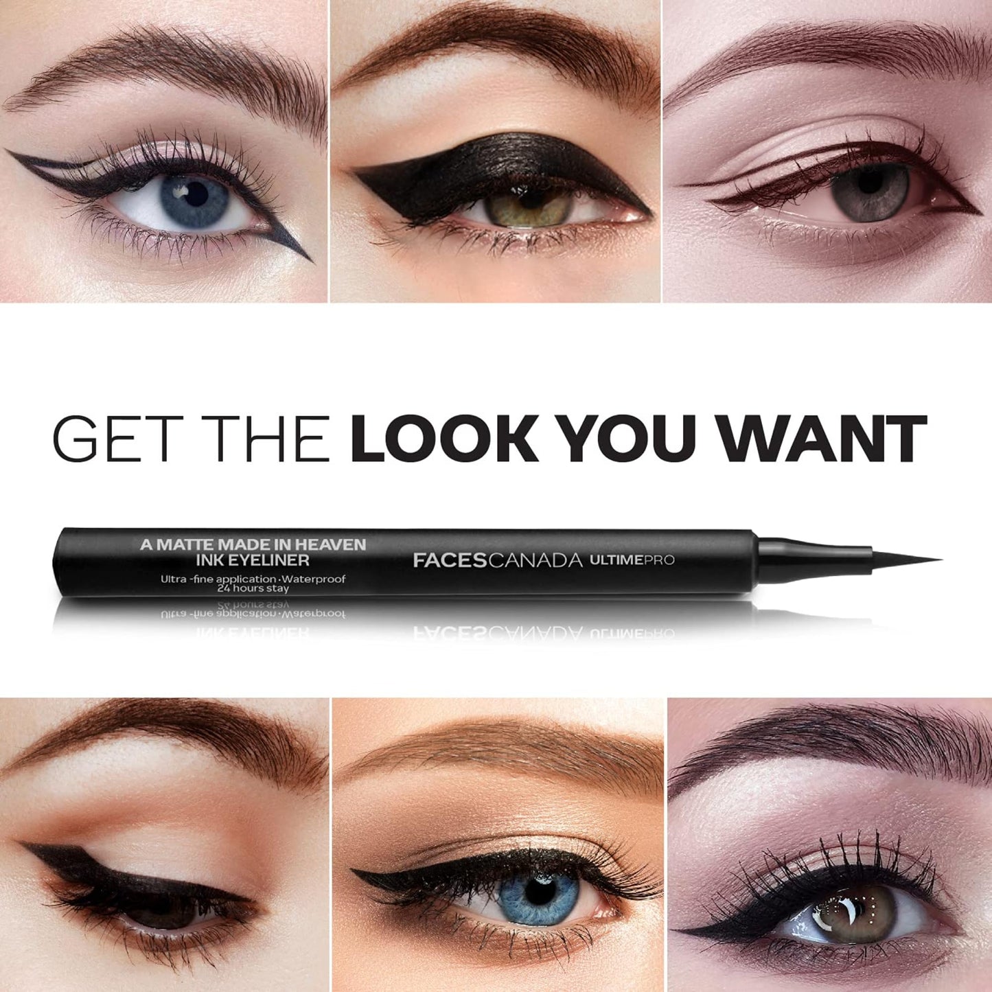 FACESCANADA Ultime Pro Matte Ink Eyeliner | 24H Long Stay Waterproof Liquid Eyeliner with Ultra Fine Tip | Smudge Proof, Quick Dry & Bold Precise Eye Looks | 0.04 Fl Oz (1.2ml)