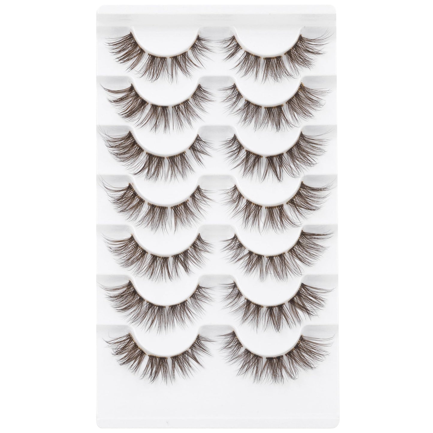 GVEFETIEE 7 Pairs Mink DIY Individual Fluffy Wispy Lashes - Brown Natural Look False Eyelashes Extensions