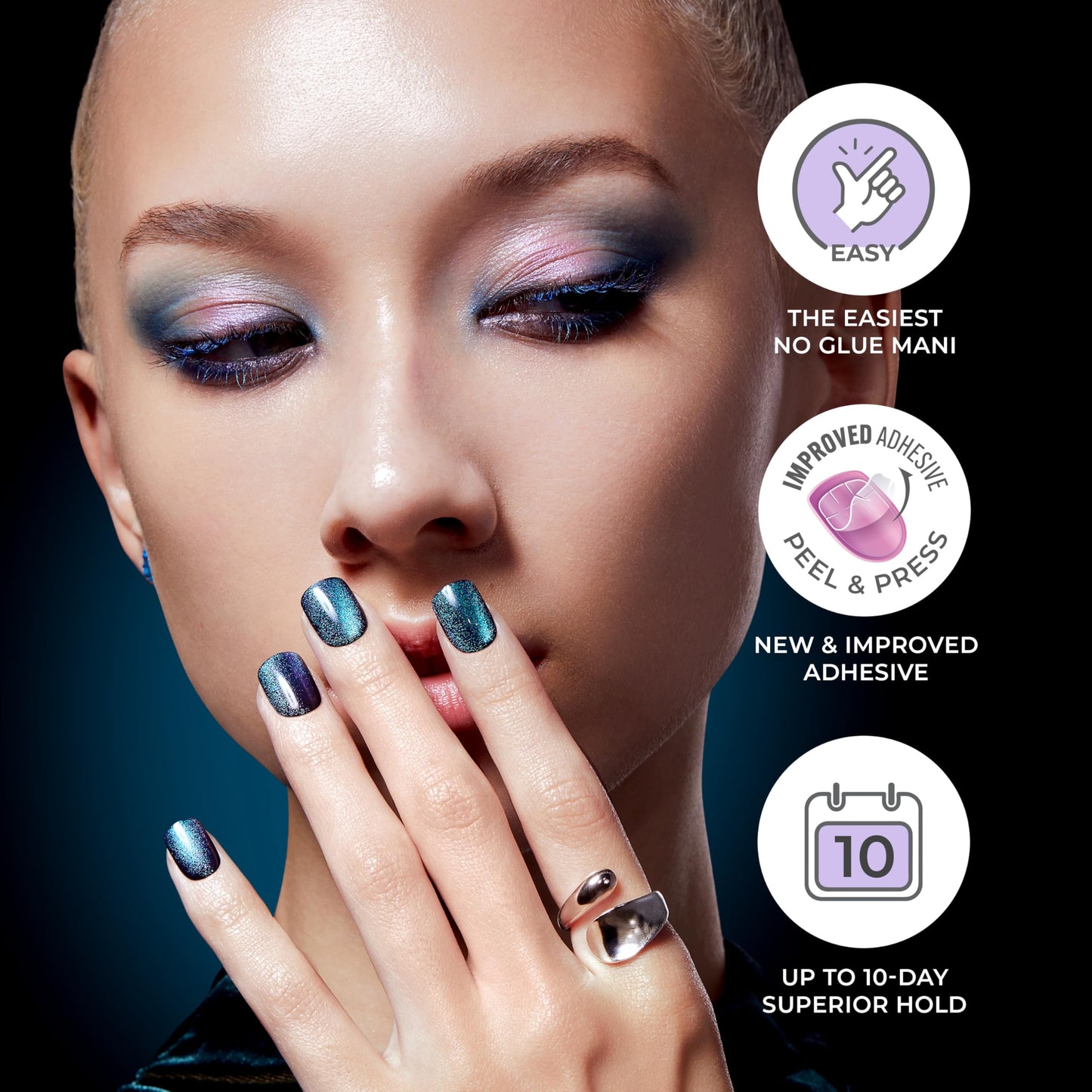 Kiss colorFX by Impress Press On Nails, ‘Connection’, Solid White, Short Squoval, IMPROVED adhesive, Up to 10-Day Hold, Nail Kit Includes 30 Fake Nails, Prep Pad, Manicure Stick, Mini Nail File