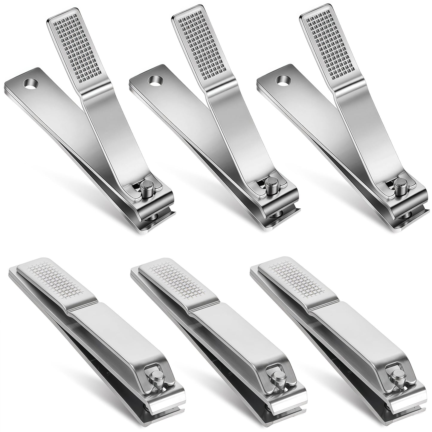 AVERZELLA 6-Pack Toenail Clippers, Straight Edge Large Nail Clippers Bulk Set for Men Women Seniors, 3.15 inch Long Handled for Thick Toenails, Big Stainless Steel Toe Nail Clipper with Anti-Slip Grip