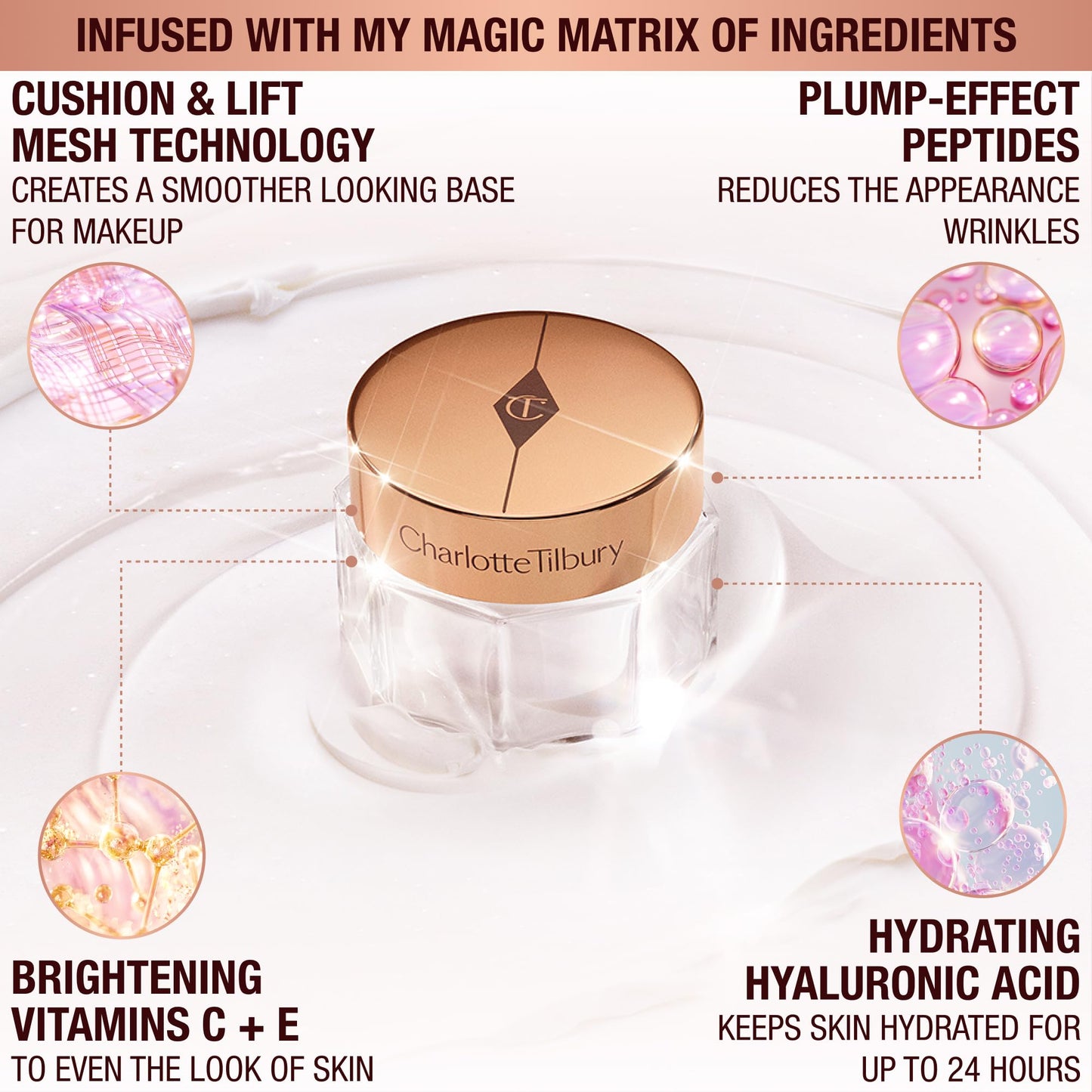 Charlotte Tilbury Magic Cream with Hyaluronic Acid - Hydrating Face Moisturizer for Dry Skin - Anti-Aging Face Cream with Vitamins C & E, Peptides to Smooth & Firm for Perfect Makeup Base (150ml)