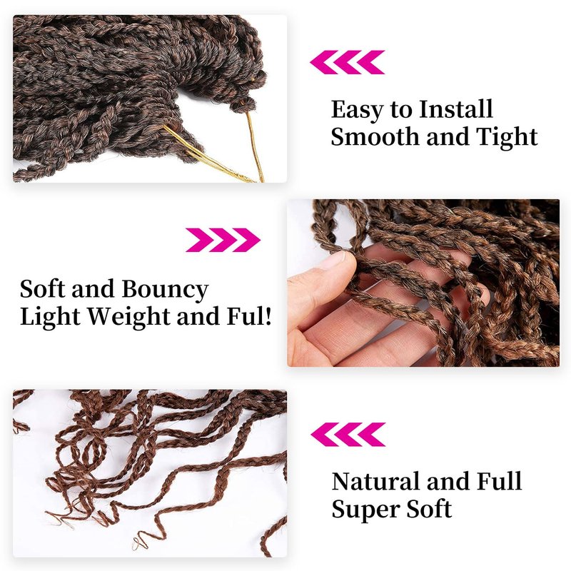 Curly Crochet Hair Extensions - 24 Inch Brown Hair for Black Women | Perfect for Locs & Box Braids