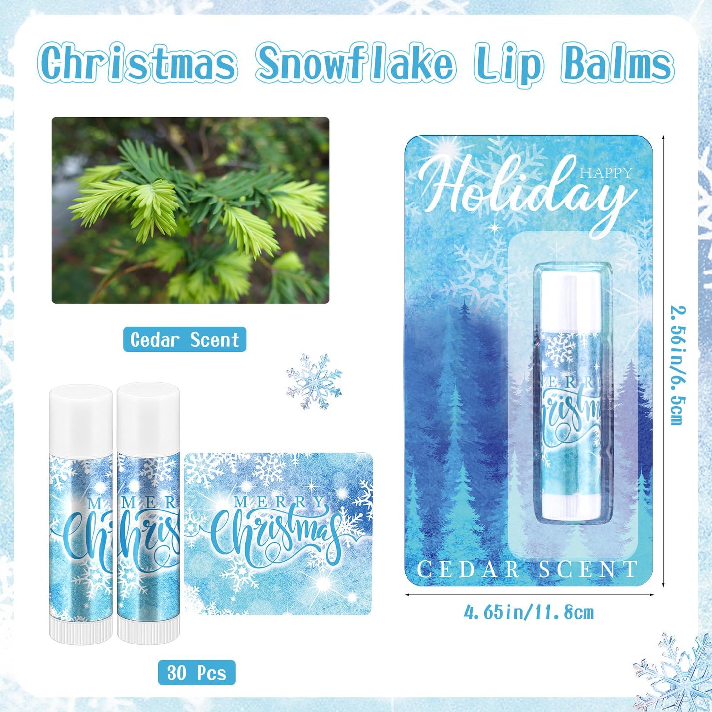 Swiffen 36 Pcs Christmas Lip Balm Bulk Winter Snowflake Honey Moisturizing Lip Balm Office Christmas Appreciation Gifts for Coworkers Teachers Staff Employee Nurse Women Family Holiday Favors