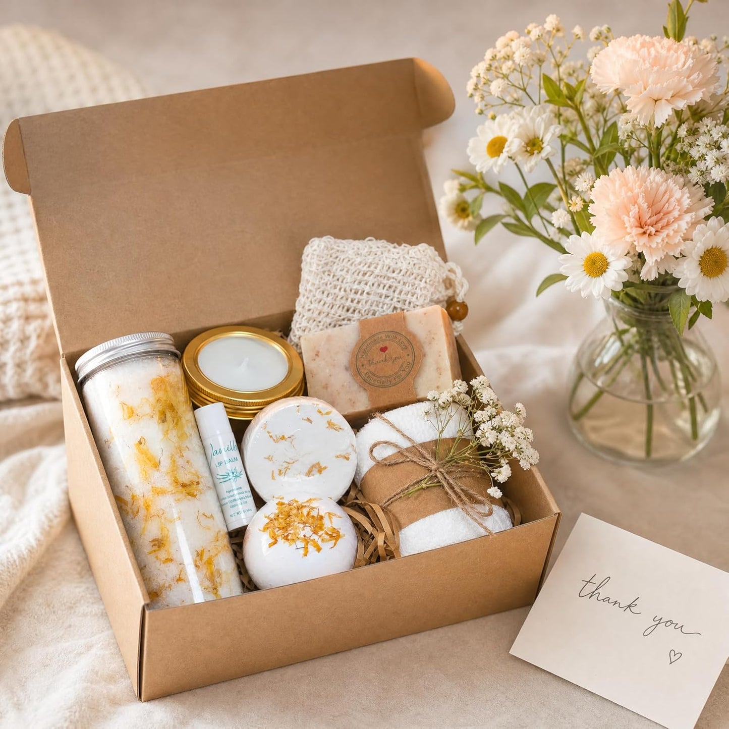 Natural Spa Gift Set for Her - Handmade Citrus & Vanilla Self-Care Package | Bath & Body Products