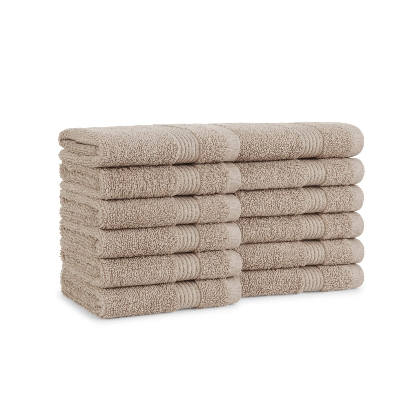 Arkwright Bath Washcloths 12 Pack - Super Soft 100% Cotton, 600 GSM Quick Dry & Absorbent, Luxury Face & Body Wash Cloth Towels for Hotels, Spa, and Vacation Rentals, Latte Beige