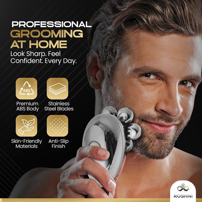 ROSHNI Head Shavers for Bald Men – 7D Electric Head Shaver with Magnetic Detachable Head, IPX7 Waterproof Wet & Dry, LED Display Rechargeable Razor for Men, Cordless Grooming Kit