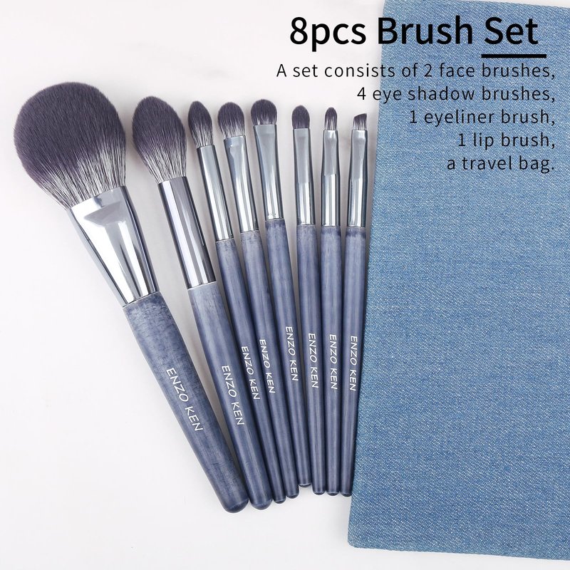 ENZO KEN Natural Purple Badger Hair Makeup Brushes Set Professional, Walnut Makeup Brush Set with Case, Cosmetic Brushes Makeup Set, Natural Makeup Brushes, Natural Bristle Makeup Brushes - ShuiMo