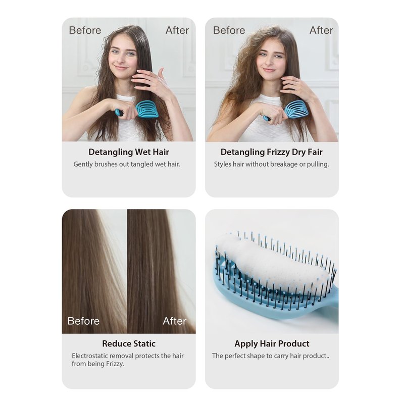 NuWay DoubleC Pro Professional Detangling Hair Brush – Patented Double Curve Scalp Care Brush for Gentle Detangling, Blow-Dry Styling & Wet or Dry Hair (Red)