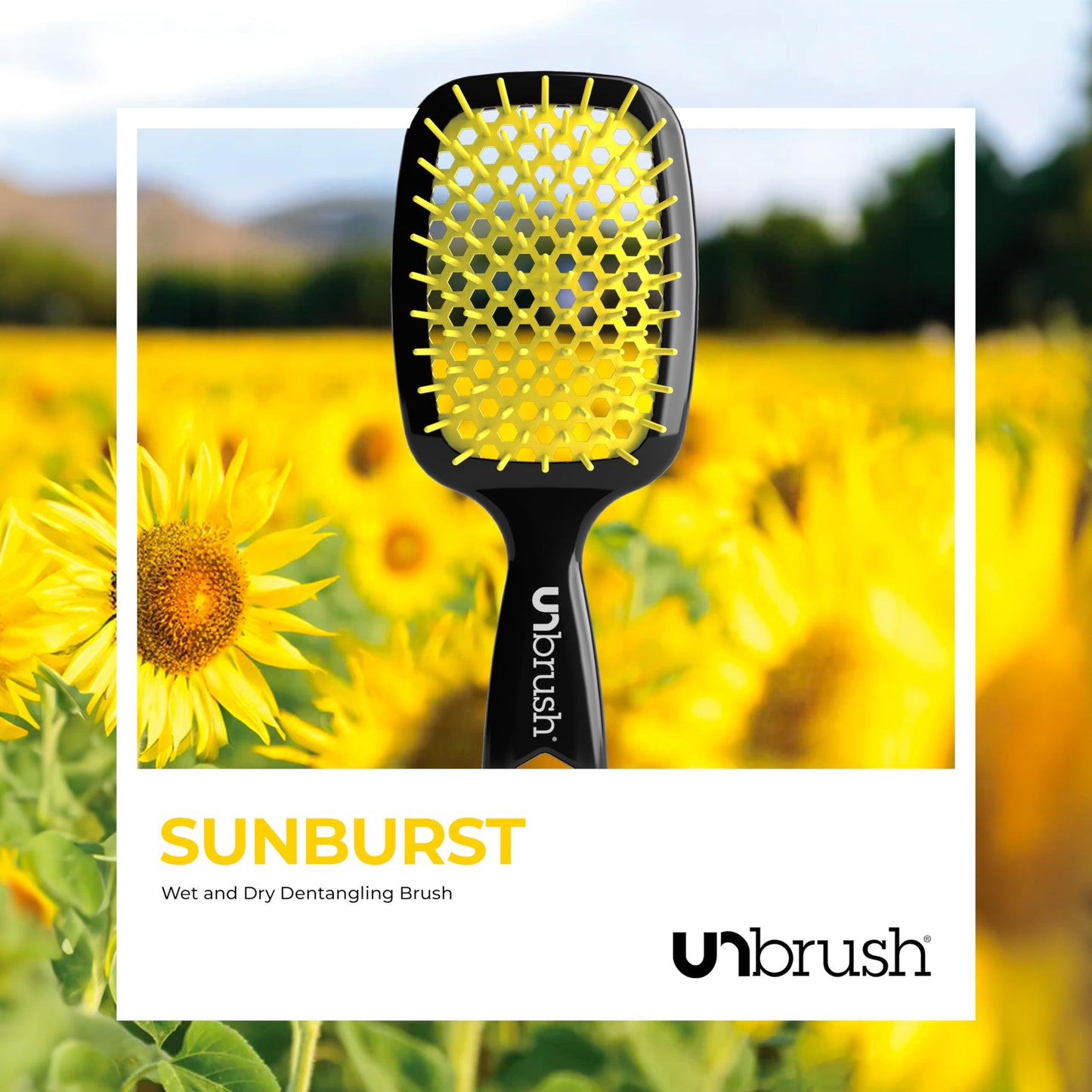 FHI Heat UNbrush Detangling Brush for Pain-Free Brushing on All Wet or Dry Hair Types — Durable DuoFlex Anti-Static Bristles, Lightweight Handle, Vented Hair Brush, Sunburst