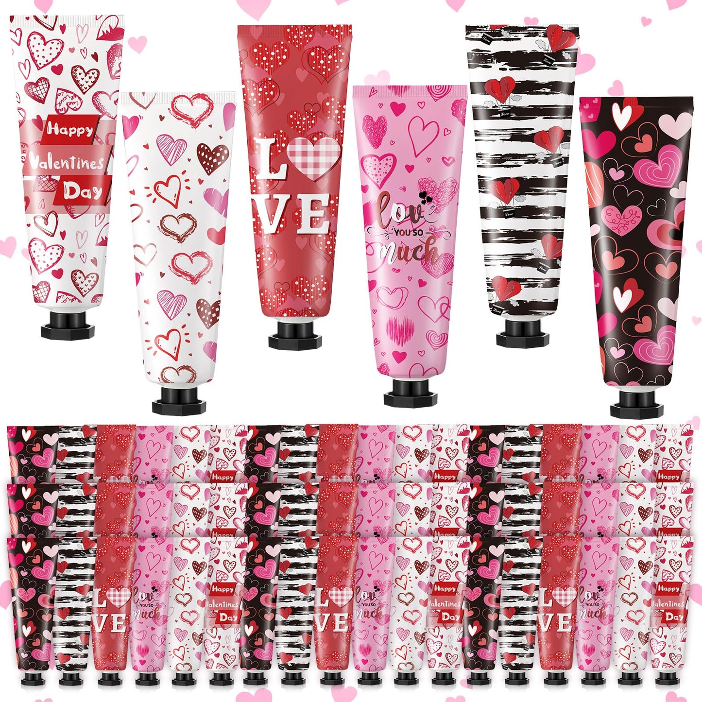 72 Pcs Valentine's Day Hand Cream Gift Bulk Valentine Gift Basket Stuffers Love Heart Moisturizing Galentine's Hand Lotion Bulk Small Dry Cracked Care Cream for Women Friends Seniors Clients, 30 ml