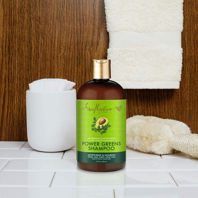 SheaMoisture Power Greens Curly Hair Shampoo & Conditioner | Moisturizing Moringa & Avocado, 13 Fl Oz (Pack of 2)