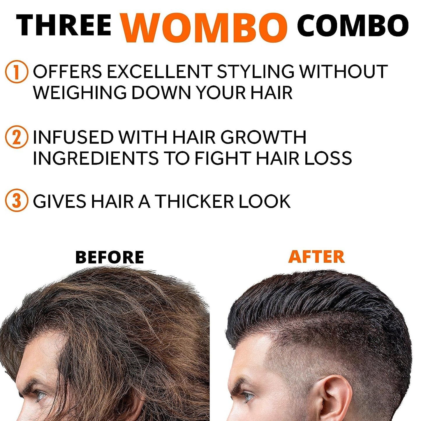 Thickening Water-Based Pomade with Natural Ingredients - 2 Pack Strong Hold, Matte Finish, Hair Growth and Loss Combating Benefits for Men