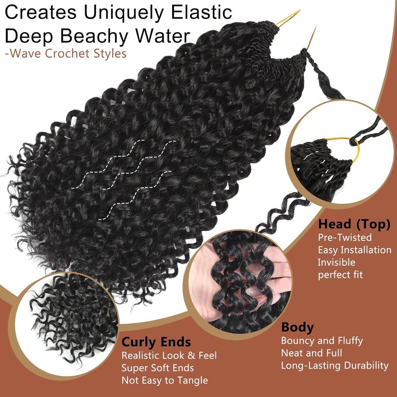 Curly Crochet Hair | 120 Strands Gogo Curl - 14 Inch Deep Wave Twist Extensions for Black Women