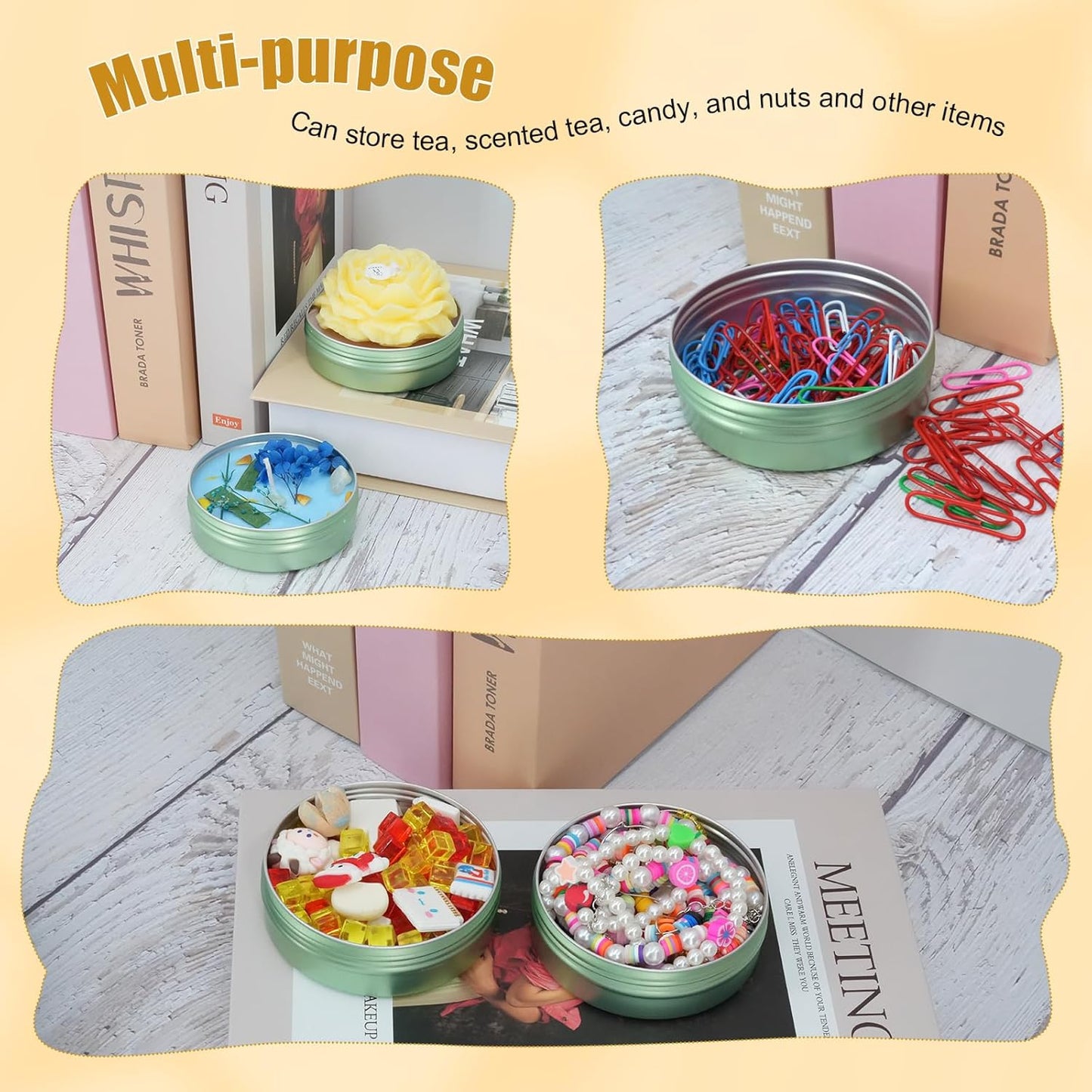 Aluminum Tins - 4oz Round Containers with Lids for Salves, Spices & Lotion Bars | 24 Pack - Pale Green