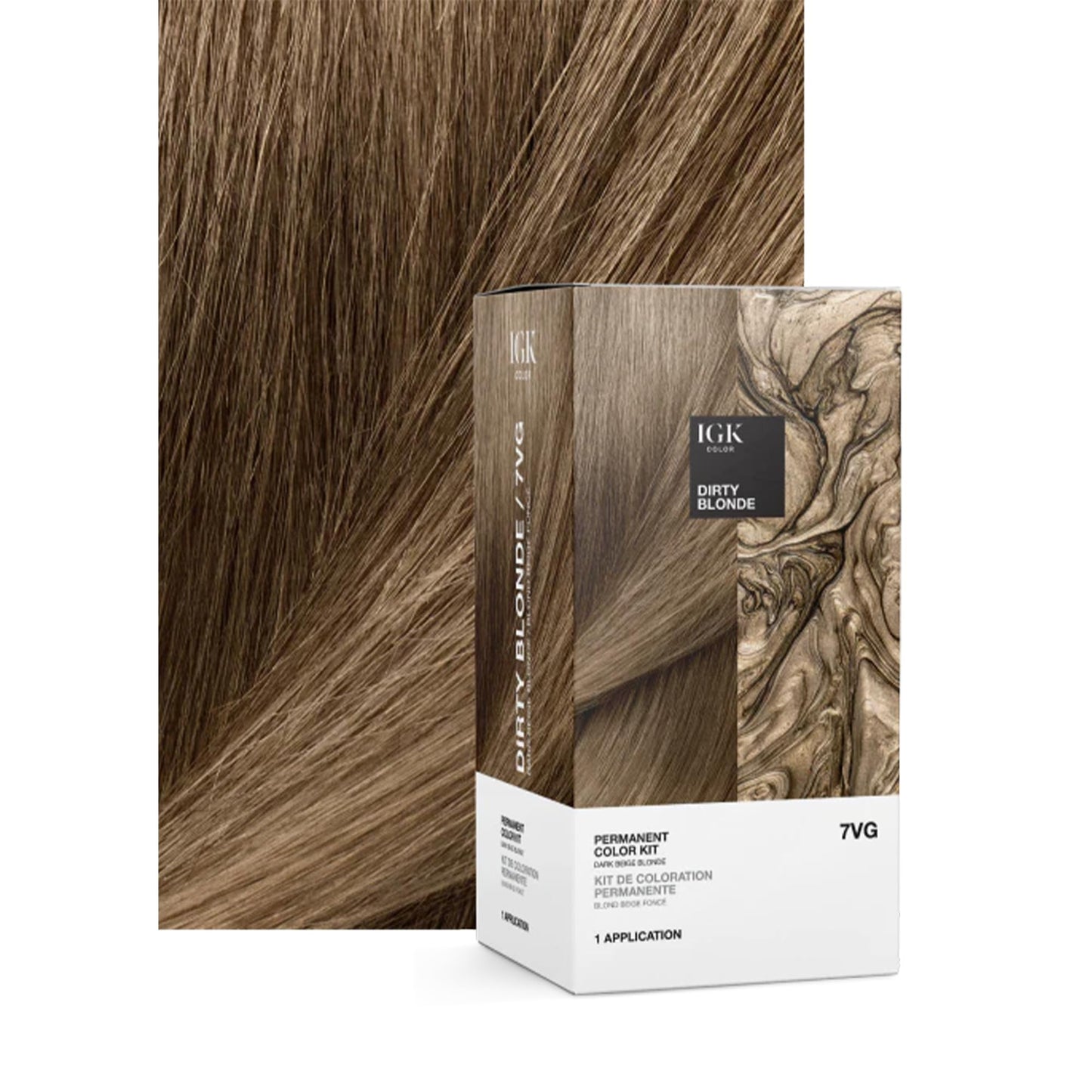 IGK Permanent Hair Dye Color Kit Set of Two | 7VG Dirty Blonde - Dark Beige Blonde | 100% Gray Color Coverage + Strengthen + Shine | Ammonia Free