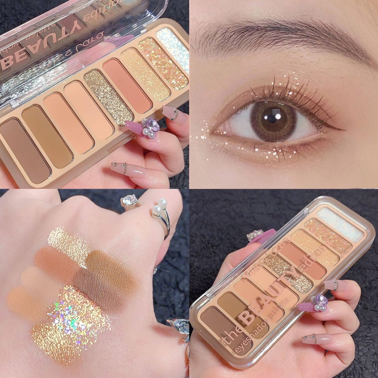 SUMEITANG 9 Colors Matte Naked Eyeshadow Palette Neutral Nude Smoky Eye Shadow Pallet Gray Taupe Brown High Pigmented Ultra-Blendable Waterproof Long Lasting Makeup Palettes Suitable for Older Women