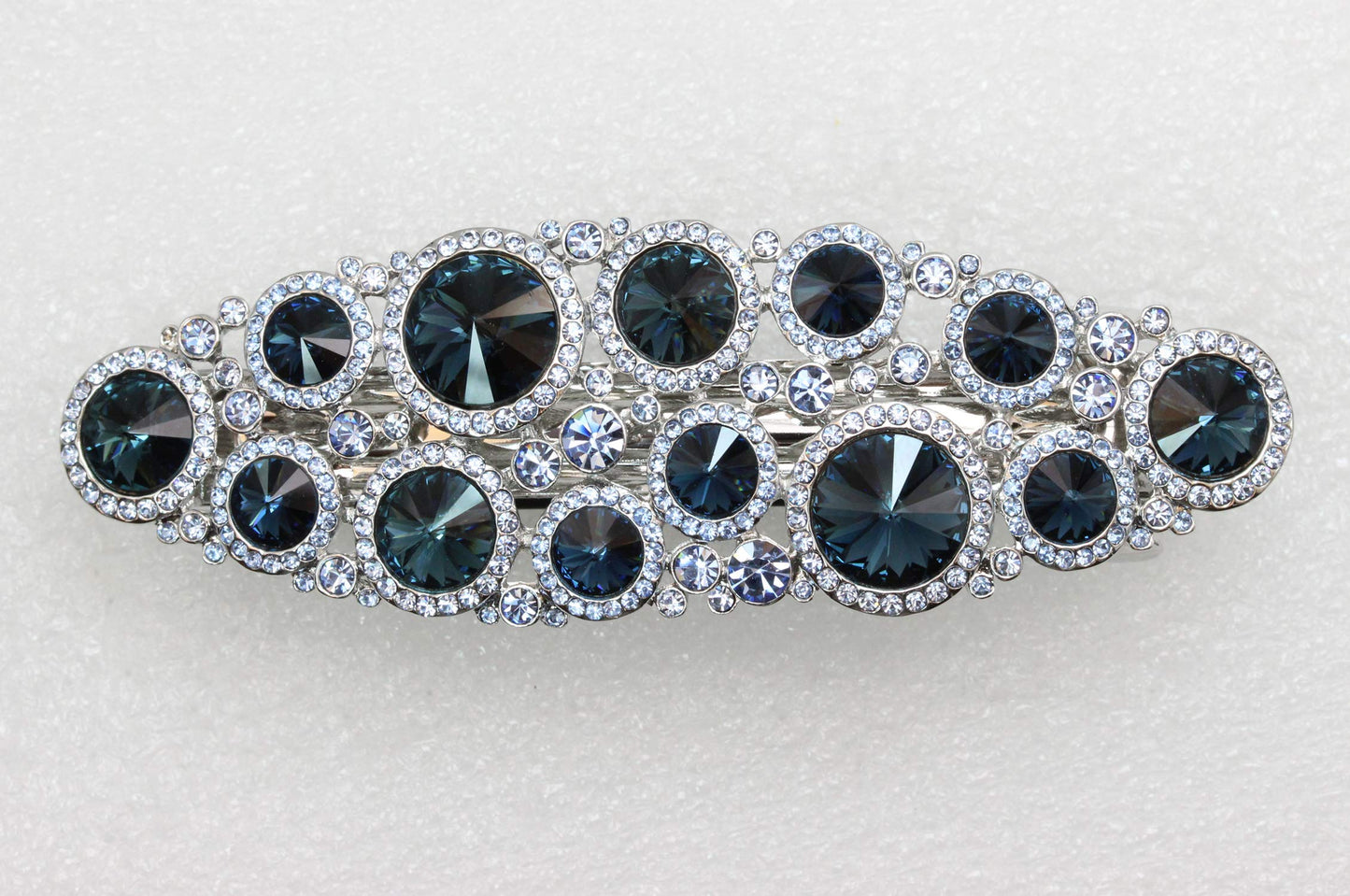 Faship Gorgeous Navy Blue Premium Rhinestone Crystal Hair Barrette Clip