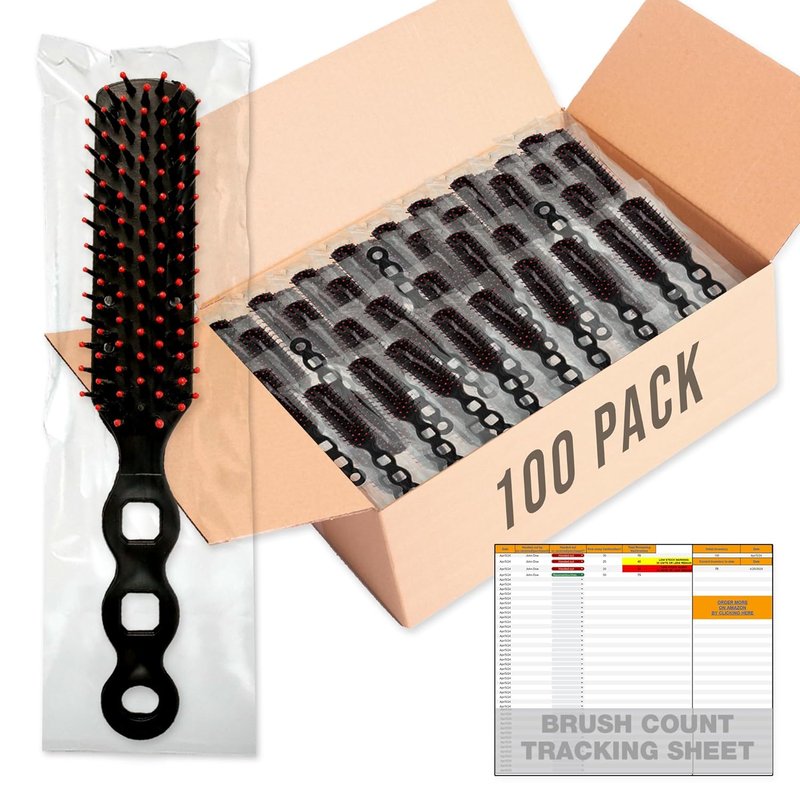 Bulk Hair Brushes - 100 Individually Wrapped Black Hairbrushes | Perfect for Homeless Shelters, Hygiene & Confidence