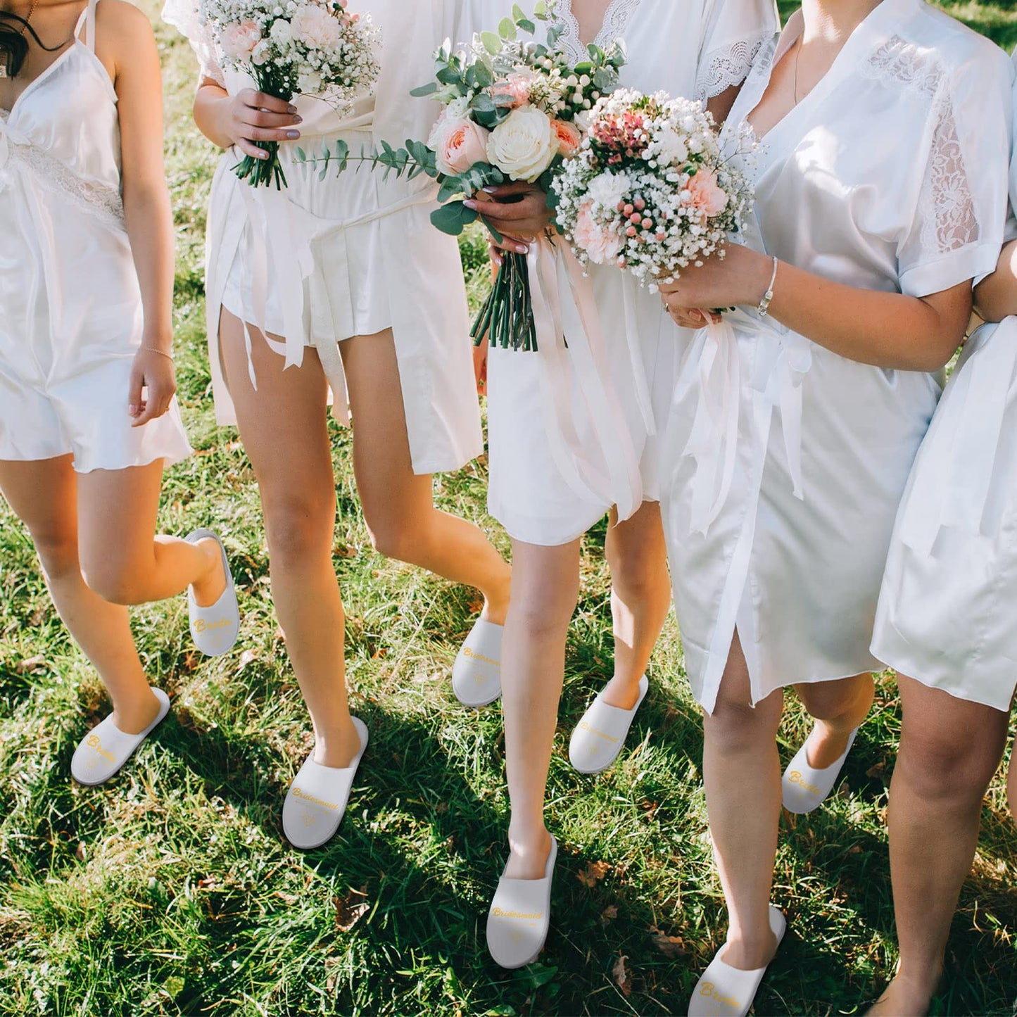 Hercicy Wedding Bridesmaid Slippers Set of 7 Bride Disposable Hotel Bridal Shower Spa Slippers for Weddings and Bachelorette Party Decoration