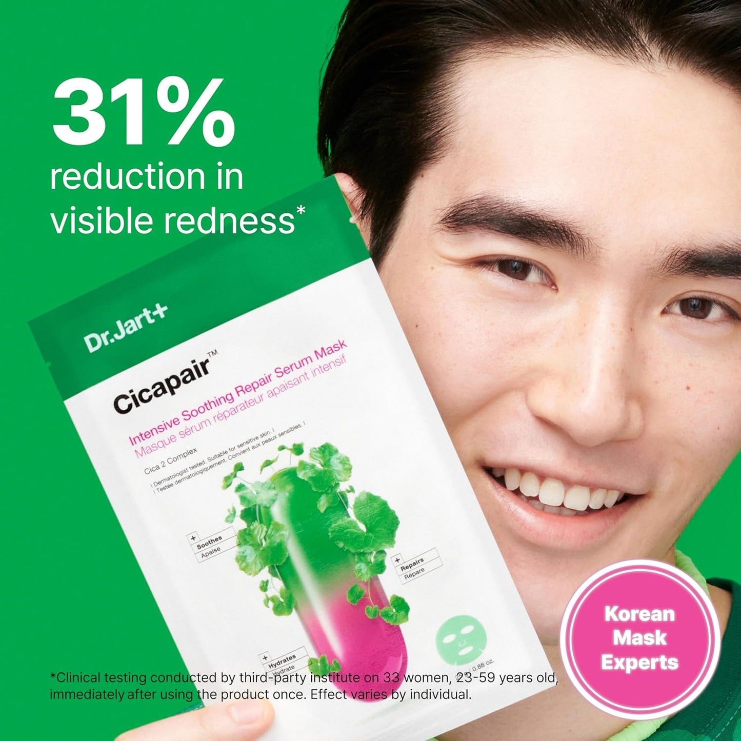 Dr.Jart+ Cicapair Sensitive Skin Serum | Korean Face Mask for Redness Relief with Centella Asiatica - 5 Sheets