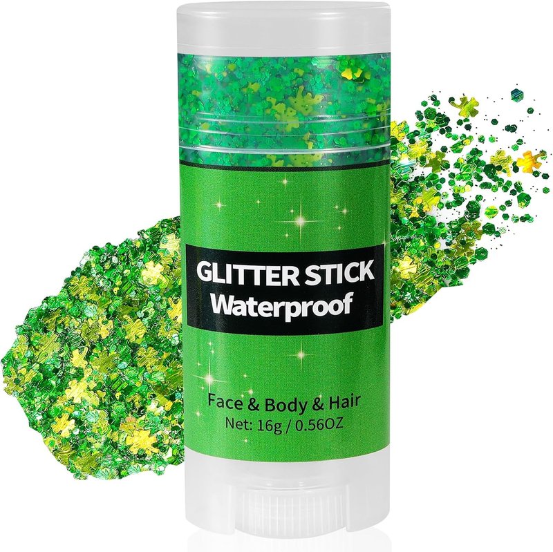 Shamrock Glitter Stick for Face, Hair & Body | St. Patrick's Day Four Leaf Clover Green Makeup