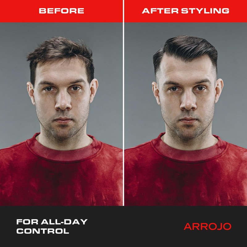 Arrojo Hair Gel for Short Hair, 5.1oz – No-Flake Styling Gel with Vitamin B5 – Strong Hold, Pliable Finish, Non-Sticky for Sleek & Modern Hairstyles