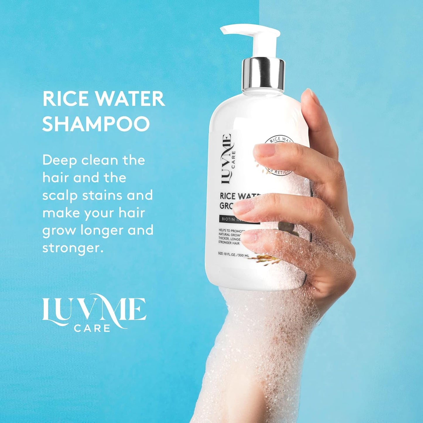 Rice Water Shampoo and Conditioner - Nourishing Hair Care for Healthy Shine | 12 oz