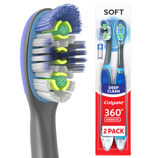 Colgate 360 Advanced Floss Tip Soft Toothbrush, 2 Pack