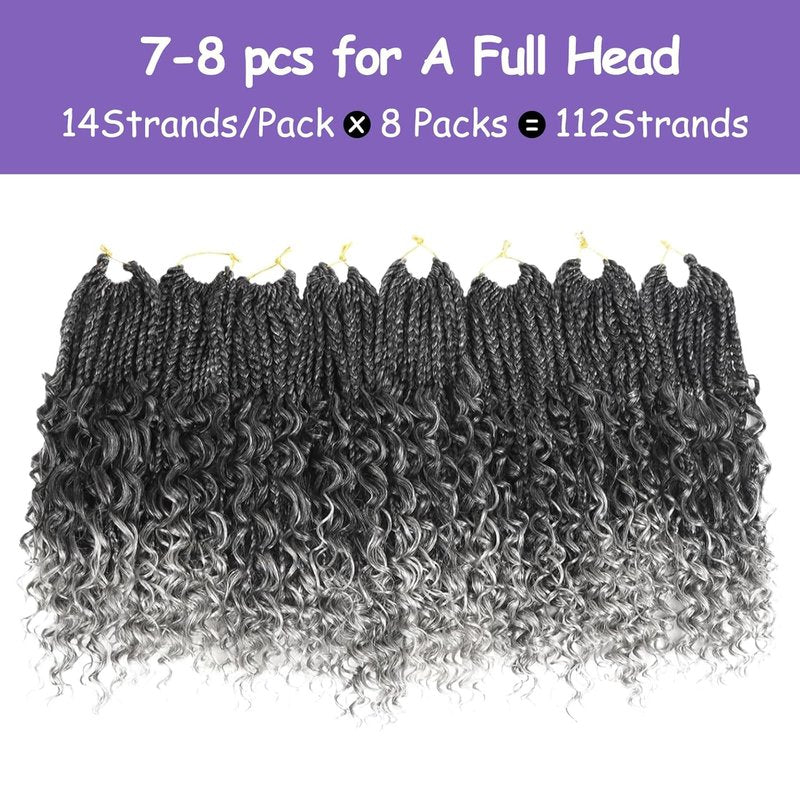 Goddess Box Braids Crochet Hair - 10 Inch Pre-Looped Boho Braids with Curly Ends | 8pcs for Black Women