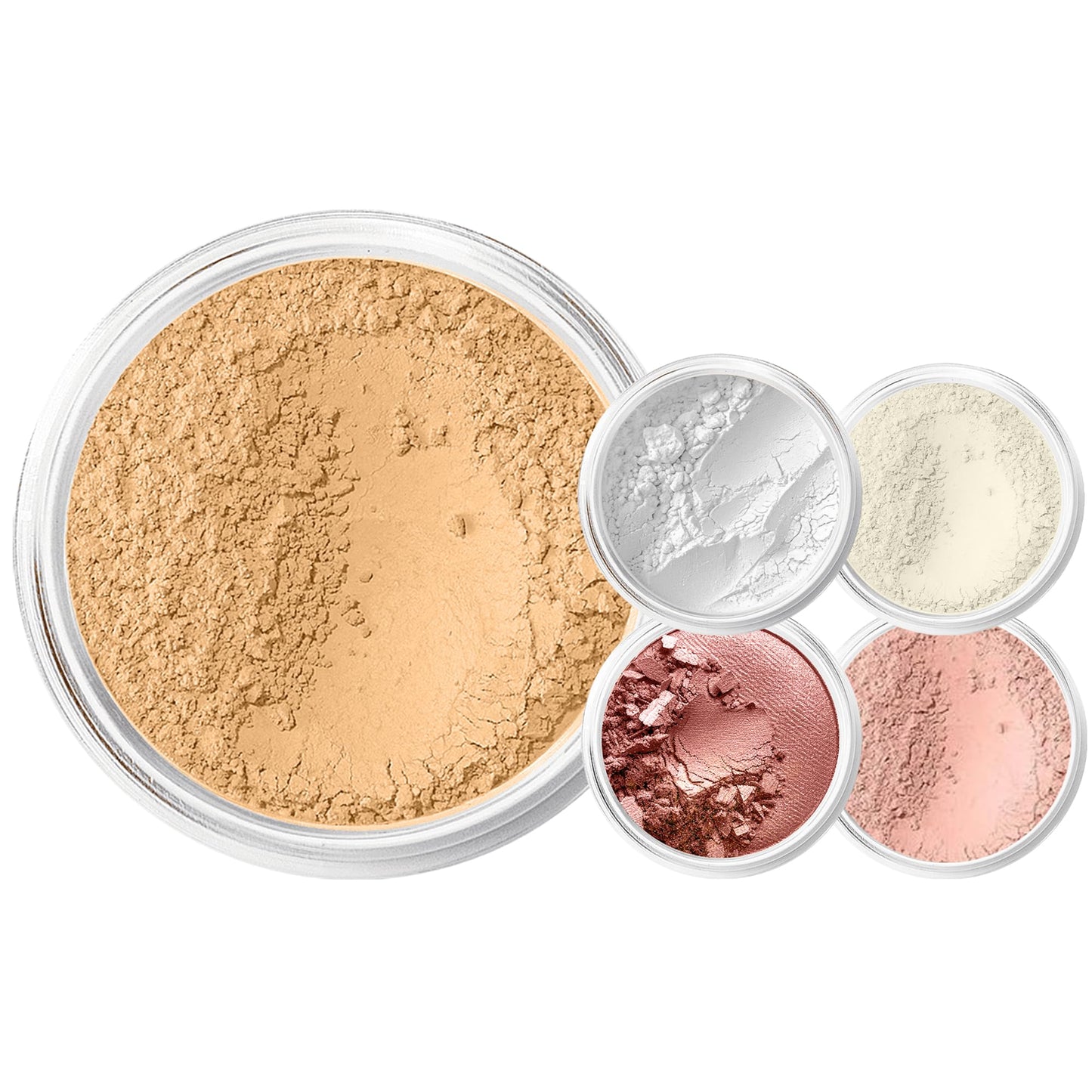 STARTER SET Mineral Makeup Kit Bare Skin Sheer Powder Matte Foundation Blush Bronzer Illuminating Veil