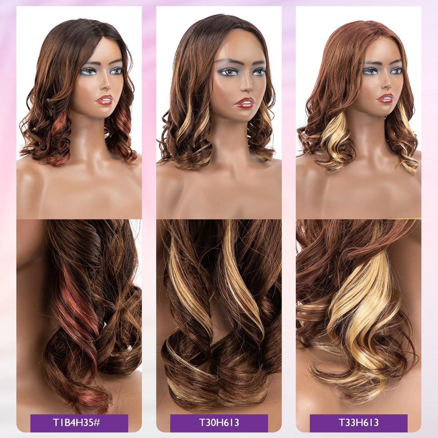 JIAJIA TERESA Glueless Short Body Wave None Lace Wigs Human Hair with Blonde Highlight Pre Plucked 1.5 * 9 Realistic Look HD Lace Glueless Wigs 12Inch Wave Bob Wig Human Hair For Women