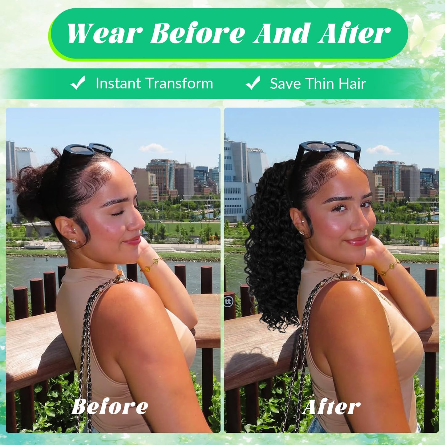 Qmaple Half Wig Synthetic Hair 3 In 1 Curly Half Wig With Adjustable Drawstring Seamless Flip For Beginner Friendly Water Wave For Black Women (Black 14 Inch)