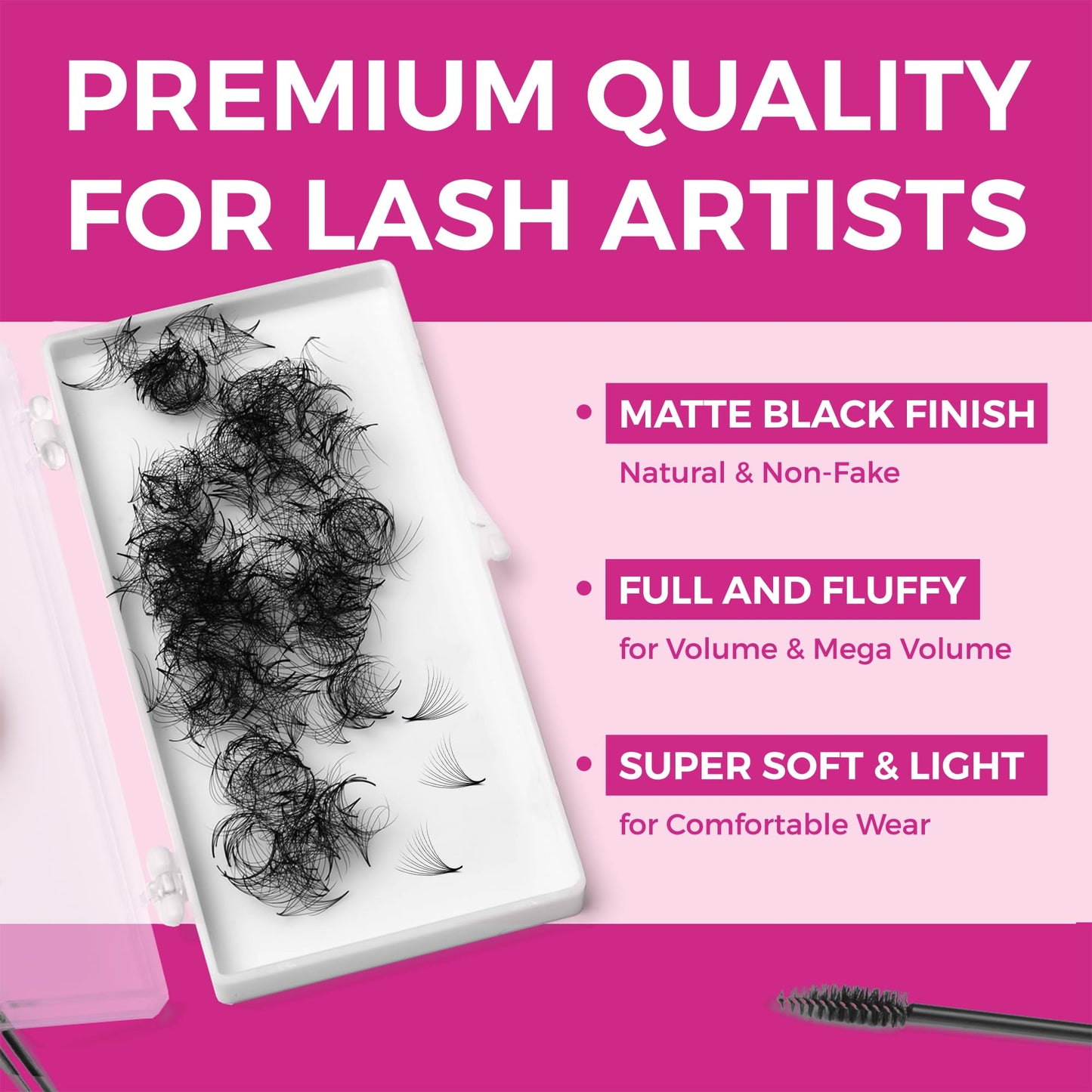 Eyesy Lash 500 Promade Fans 10D - Volume Premade Lash Fans for Eyelash Extensions Pointy Base Handmade Loose Pre Made Eyelashes Middle Stem Soft and Lightweight (10D 0.03 D 12mm)