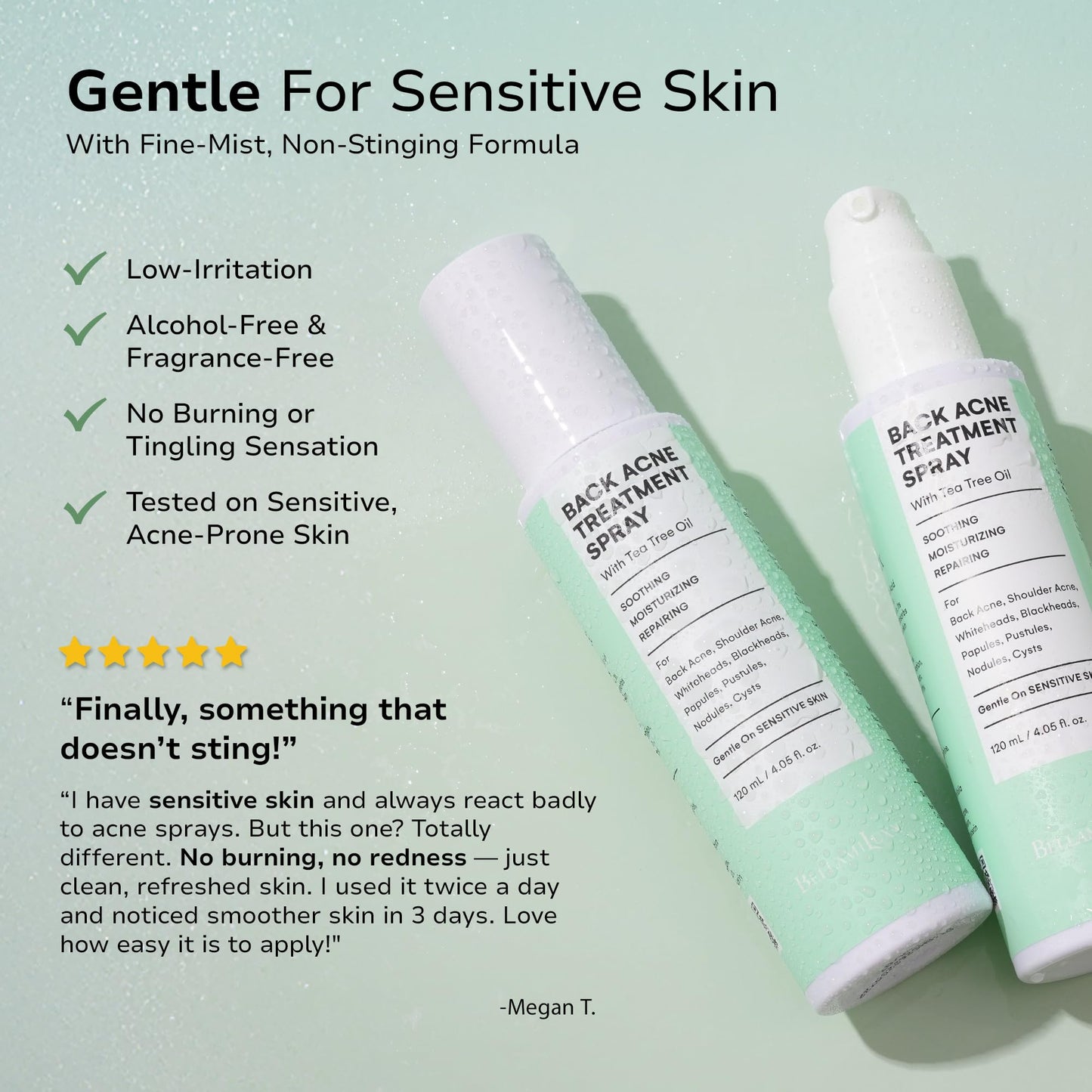 BellamiLuxx Back & Body Acne Treatment: 2% Salicylic Acid Back Acne Spray for Clear, Soothe & Moisturize - Effective Bacne Treatment with Tea Tree Oil, Body Acne Spray for Men, Women & Teens