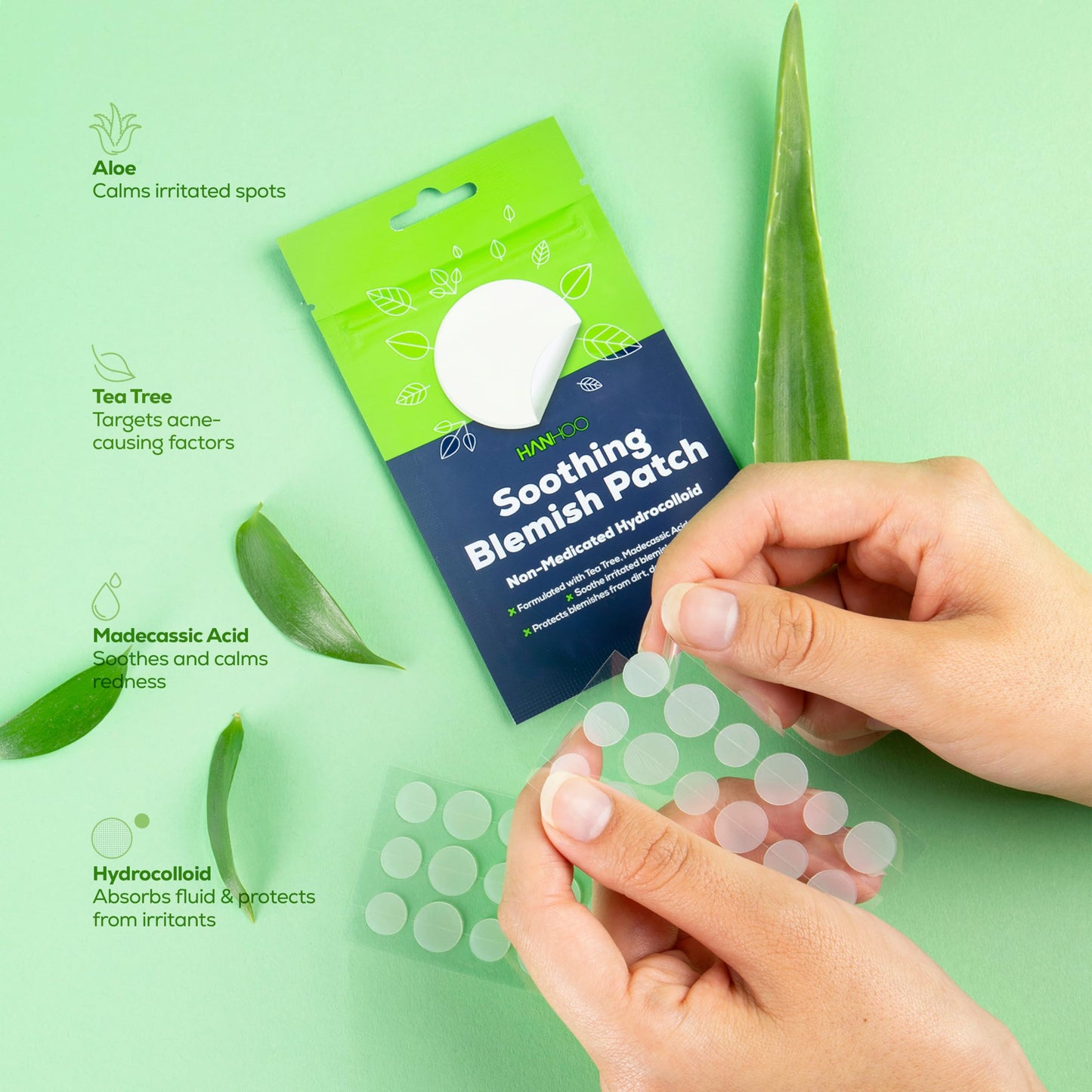 Hanhoo Soothing Extra Strength Blemish Patch, Face & Body, and T-Zone Pore Patch Bundle, 90 Total Patches with Salicylic Acid, Tea Tree, and Aloe, Blackhead and Acne Treatment