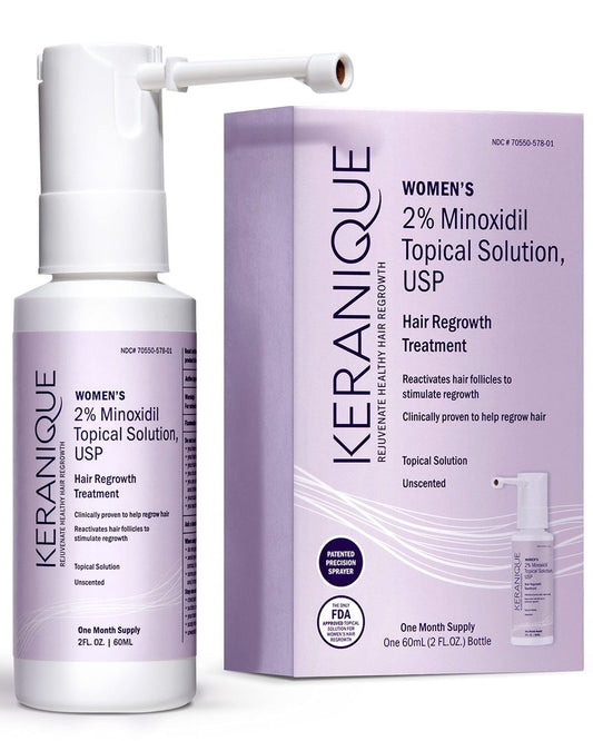 Keranique Hair Regrowth Treatment for Women - 2% Minoxidil for Hair Growth & Thickening - Topical Solution Scalp Treatment for Hair Loss & Thinning w/ Precision Spray Applicator - 2 Fl Oz