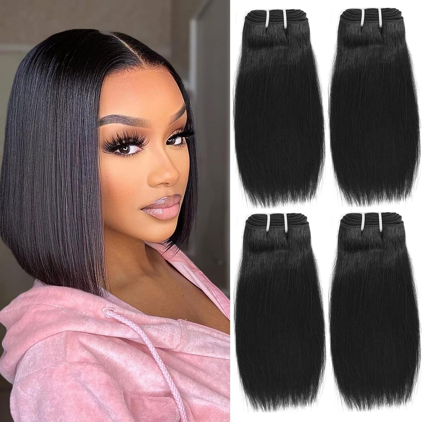 Brazilian Straight Virgin Hair Bundles - 10A Quality 100% Unprocessed Human Hair | Natural Color, 10 Inch, 4 Bundles