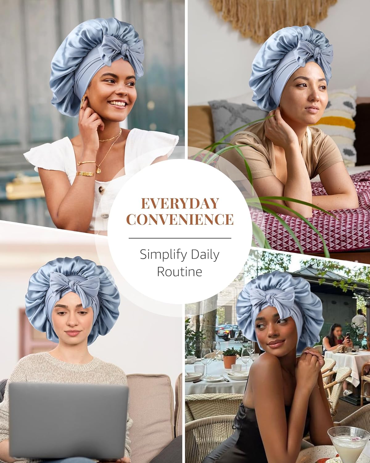 Silk Bonnet - 100% Mulberry Hair Wrap for Women | Comfortable Sleep Night Cap with Elastic Band