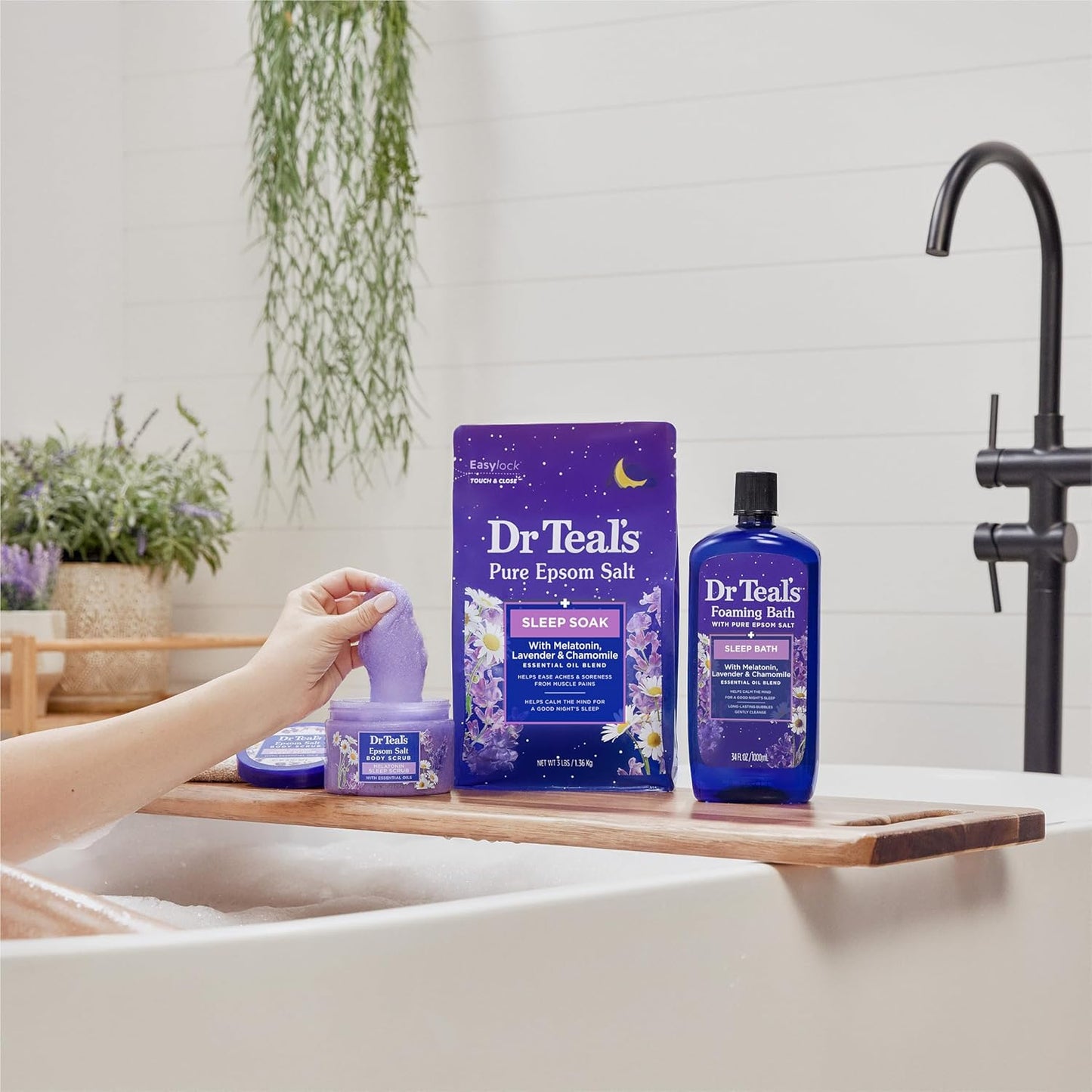 Dr Teal's Foaming Bath - Melatonin Sleep Soak with Pure Epsom Salt | 34 fl oz (Pack of 4)