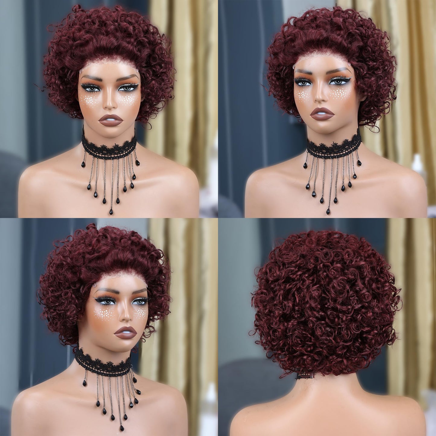 IMANI Short Curly Pixie Cut Wig Human Hair 5X5 Closure Glueless Wigs Human Hair Pre Plucked Pre Cut 8 Inch Brazilian Real Hair Pixie Wigs for Black Women Natural Color